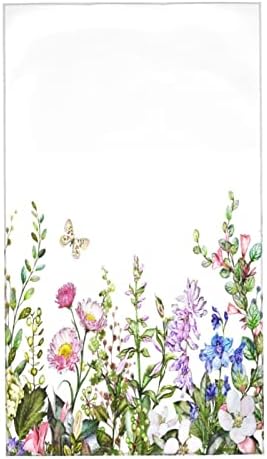 Snrfory Fingertip Towel Watercolor Wildflower Leaves Large Hand Towel for Bathroom Kitchen Spa (15.7x27.5 Inch)