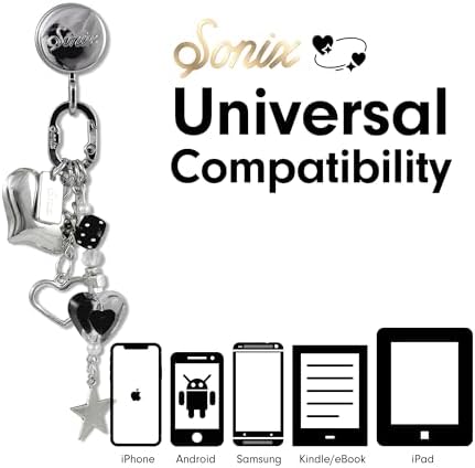 Sonix Phone Charm with Adhesive Hook | Smartphone Charm Hook with Carabiner Ring and Unique Charms | Hearts & Stars — view 4