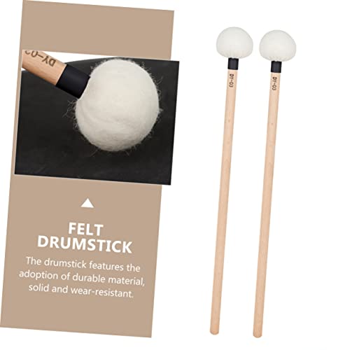 Juego de 2 baquetas de percusión con cabeza de fieltro y mango de madera miniatura 6