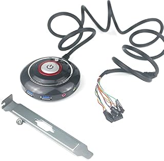 YUSHIBO Desktop Computer Case Switch,Reset HDD Button Switch with Dual USB Ports,Power Button,Audio Ports for Desktop PC Case