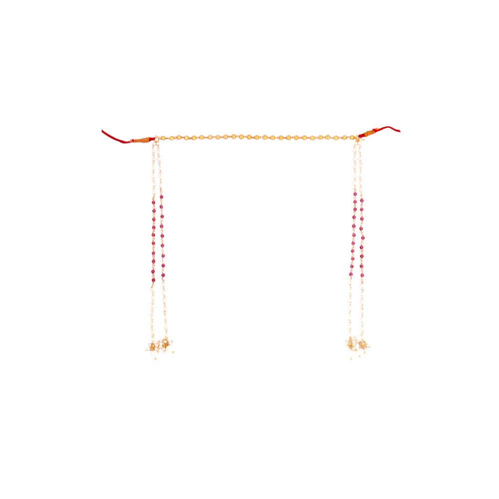 Fancy pearl beads Maharashtrian traditional mandavalaya for the bride and groom.