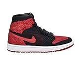 nike air jordan 1 retro high premium  Nike Zapatillas Hombre Air Jordan 1 Retro High Flyknit GS EN Tejido Negro y Rojo 919702-001