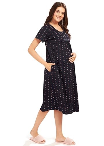 Image of AV2 Women's Cotton Starred Knee Length Maternity Nightdress