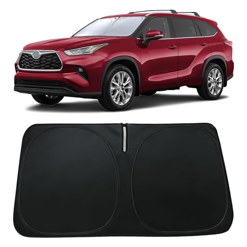 Image of Windshield Sun Shade for Toyota Highlander 2020-2026 Accessories | Car Front Window Sun Visor & Heat Shield, 240T Sunshade Protection Blocks UV Rays Keep Your Car Cooler