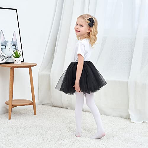 Girls Tutu Skirt 4 Layered Tulle Classic Princess Dress-Up Tutu Dress W/Hairbow Toddler Tutu Skirt Kids Tulle Skirt, Black Tutu Skirt For Girls, 6-8 Years #TOP5