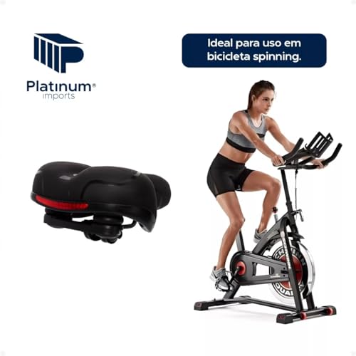 Selim de Bicicleta Spinning Confortável, Largo, Almofada Macia, Ergométrica, MTB, Absorção de Impact