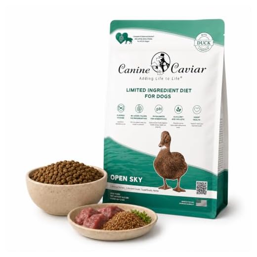 Canine Caviar - Open Sky: Duck & Teff Alkaline Dry Dog Food, Limited Ingredients, Gluten-Free, Based on Science & Research, Veterinary Alternative Diet (4.4 Pound Bag)