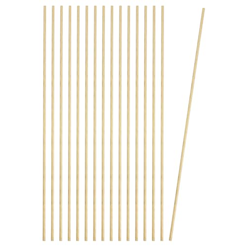 PATIKIL 16 Pcs Round Brass Rods, 2mm Dia. 18cm / 7.09 Inch Length H59 Brass Bar Solid Metal Rods for DIY Crafting Jewelry Plating Repairing Science Class, Brassy