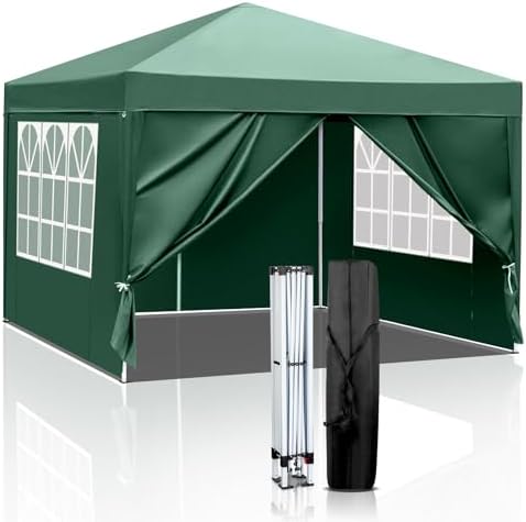 BreezTerra Pavillon 3x3 m,Faltpavillon Wasserdicht Windfest UV 50+ Sonnenschutz, mit 4 Seitenwände,Höhenverstellbare, Stabil Gartenzelt Partyzelt für Garten, Party, Terrasse,Campin