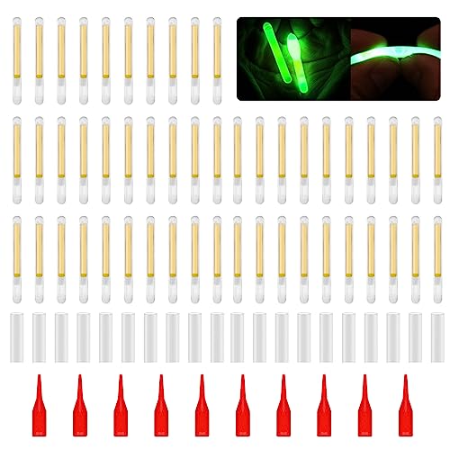 XAGMODSHN 50Pcs Fishing Fluorescent Light Stick Rod Tip Glow Sticks Night Fishing Small Glow Sticks Lightstick Replacement