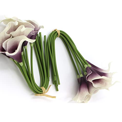 Shsycer 18Pcs Artificial Calla Lily Lilies Silk Flowers Arrangement For Home Garden Hotel Party Event Christmas Wedding Gift Decoration Artificial Flowers Calla Lily,Purple In White Foldable Stem #TOP3