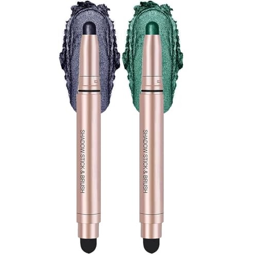 Vawolecy Lápiz de Sombras de Ojos de Doble Punta, iluminador de ojos resistente al agua con esponja, textura cremosa y brillante para ojos radiantes, fácil de guardar