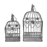 FERRO VERNICIATO SHABBY: set di 2 gabbie decorative in acciaio dal fascino vittoriano, con finitura ossidata e linee rettangolari che richiamano uno stile provenzale romantico.