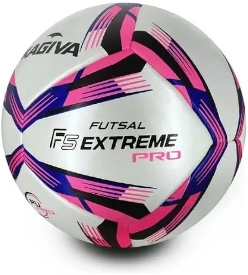 Bola de Futsal Extreme Pro Rosa/Azul – Costurada à Mão, Tamanho Oficial F5, Uso Profissional Indoor