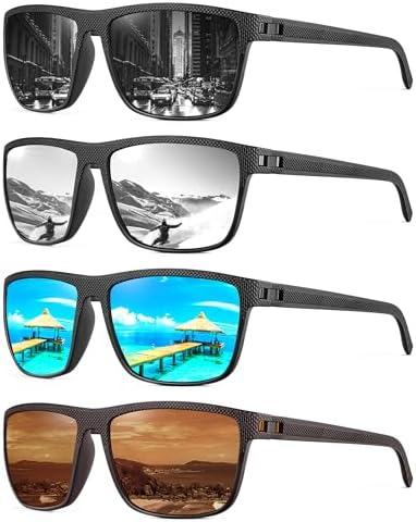 NSSIW Mens-Sunglasses Polarized Sunglasses Men : Classic Sun Glasses with UV Protection for Driving Fishing Golf 4 Packs