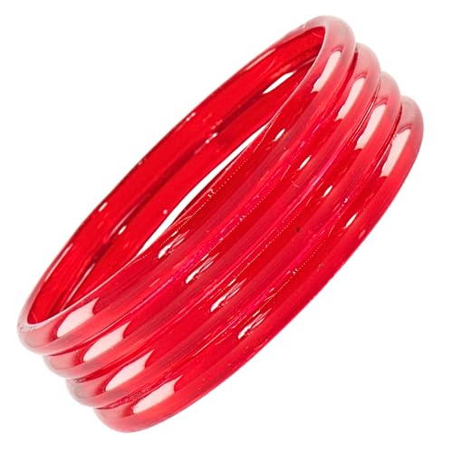 Image of STYOLLO Viral Jelly Plain Transparent Glass Kada Set For Women & Girls | Kanch Kada For Girls | Daily Ethnic Traditional Jewelry | Glossy Classic Fashion Kangan For Wedding, Festive & Parties - Set Of 4