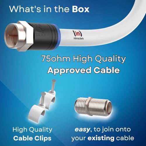 Inbrackets Ultimate Extension Cable Lead Kit for Virgin Media TV, Broadband, TiVo, and Superhub – Enhanced Connectivity with Clips White (2 Metres) - Image 4
