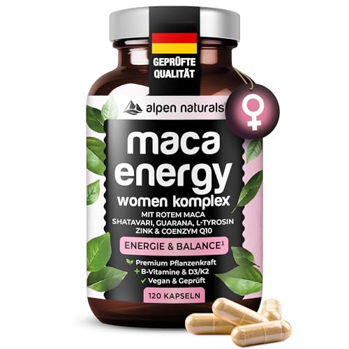 Maca Energy Komplex für Frauen – 120 Kapseln mit rotem Maca, Shatavari, Guarana, Coenzym Q10 & Zink – Hochdosiert, vegan & laborgeprüft – Made in Germany