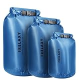 Frelaxy Waterproof Dry Bag 2 Pack/3 Pack, Lightweight Portable Dry Bags, 5L & 15L & 25L Durable Dry Sack Set Keep Gear Dry for Hiking, Camping, Boating, Backpacking, Kayaking (3 Pack - Blue)