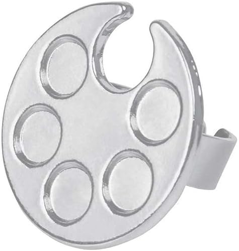 Silver Stainless Steel Mini Manicure Palette Wearable Metal Holder Palette Finger Ring Gel Polish Mixing Tray Nail Art Tools,Nail Art Polish (Silver, A1)