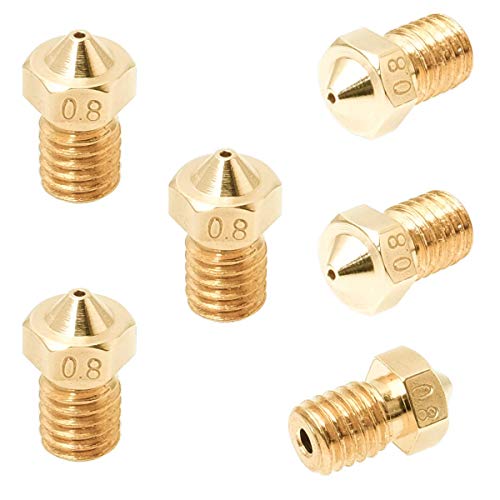 3D FREUNDE 6x 0.8mm Set J-head E3D V5 / V6 bowden reprap extruder hotend brass nozzle for 1.75mm filament 3D printer Noz