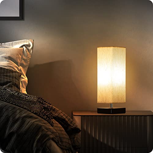 Soilsiu YH363 Bedside Small Table Lamp For Nightstand, 3-Color Options Solid Wood Lamp With Fabric Shade thumb #2