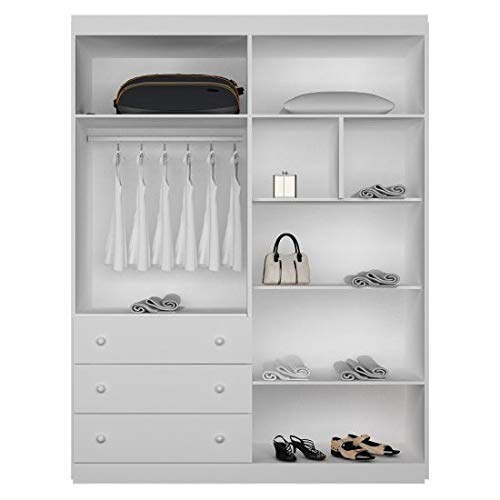 Guarda-roupa Roupeiro Infantil 100% MDF 3 Gavetas e 4 Portas - Bom Pastor Slim - Branco