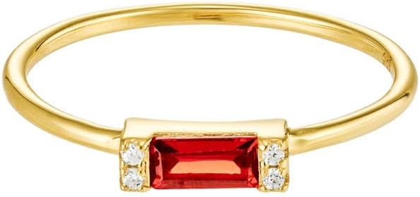 CAITLYNMINIMALIST 18k Gold Dainty Band Baguette Cut Stone and White Cubic Zirconia Five Stone Ring Jewelry for Women