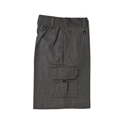 School Boys Uniform Cargo Long Shorts Trousers Age 4 - 13 Years Grey Navy (Age 9/10 Years, Grey) Cover