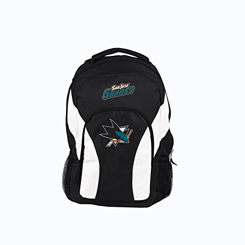 Officially Licensed NHL San Jose Sharks "Draft Day" Backpack, 18", Black/White