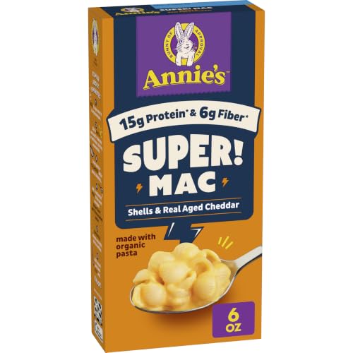 Annie's Protein Super! Mac Organic Pasta Shells and Real Aged Cheddar, 6 oz