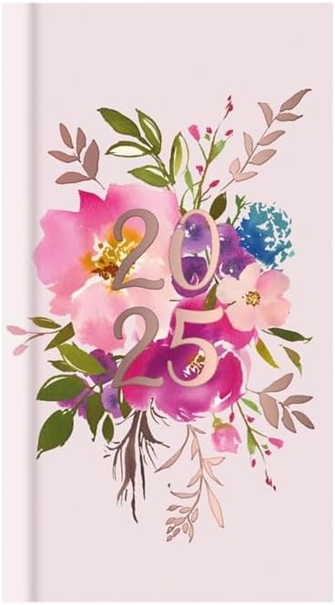 2021 Slim Week To View Vintage Floral & Butterfly Designer Diary (rosa