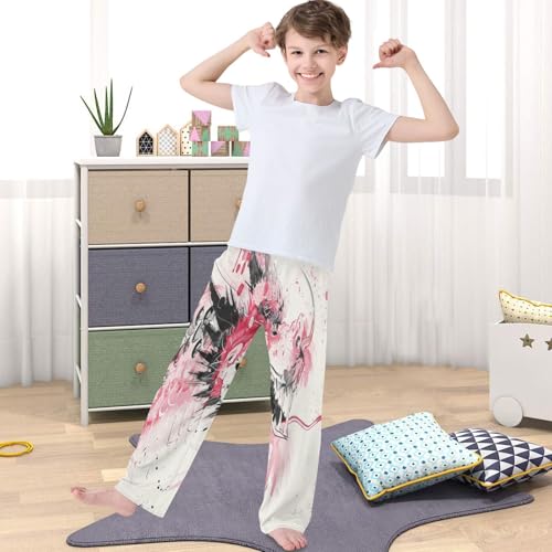 Boy's Pants Light Pink Dragon Jogger Pants Elastic Waist Long Bottoms Trousers with Pockets 6-14 Years4