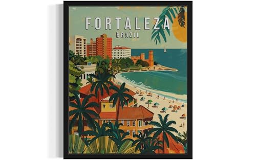 Fortaleza Brazil UnFramed Wall Art Poster Print, South America Landscape Retro Decor Travel Poster Vintage Artwork Painting Living Room and Bathroom Gallery A5 (Fortaleza Brazil, 10"L x 8"W, UnFramed)