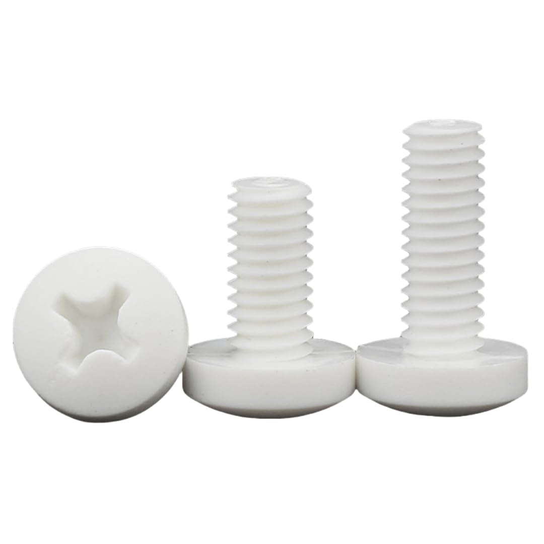 Tornillos de cabeza de disco de PTFE resistentes a ácidos y álcalis (10 unidades) - Pernos aislantes de plástico for aplicaciones industriales(M10*40)