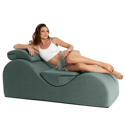 Image of Avana Luvu Lounger - Chaise Lounge Chair for Yoga, Exercise, Stretching - High Density Foam - Removable Cover and Resistant Inner Liner - Made in the USA - Deep Teal Green