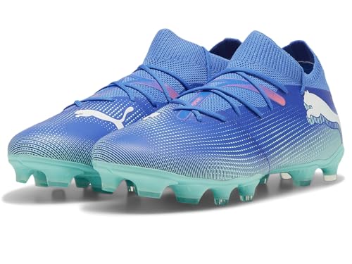PUMA Men's Future 7 Match Firm Artificial Ground Soccer Cleats Sneaker, Bluemazing White-Electric Peppermint, 11