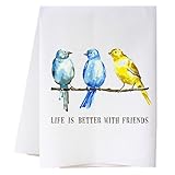 cora & pate Life is Better with Friends Kitchen Tea Towel, Luxury Cotton Large Friendship Flour Sack Decorative Dish Cloth