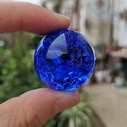 HUANSUN Bola de Cristal Fuente de Agua Bonsai Esfera de Cristal Decoración del hogar Adornos Figura de Feng Shui Bola de mármol Regalos, Azul, 30 mm