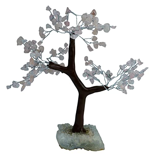 Image of REMEDYWALA Charged Energized Rose Quartz Crystal Tree Cluster Stone Base for Reiki Healing Rose Quartz Stones Crystal Tree 150 Beads