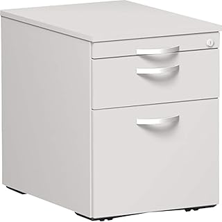 Gera Möbel S-530152-LG Rollcontainer Venedig mit 1 Hängeregistratur, 1 Kunststoff- und 1 Materialschubfach, 43 x 60 x 56,6 cm, lichtgrau