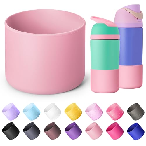 Diumepo Silicone Water Bottle Boot for Owala 14/16oz, Anti-Slip Protective Sleeve Bottom Bumper Protector for Owala 12 oz Tumbler, Flip 14 oz and FreeSip 16 oz Water Bottle (Light Pink)
