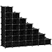 SONGMICS 8-Tier Shoe Rack, Space Saving 32-Pair Plastic Shoe Units, Cabinet Storage Organizer, Ideal for Entryway Hallway Bathroom Living Room and Corridor, 35.8 x 14.2 x 54.7 Inches, Black ULPC48H