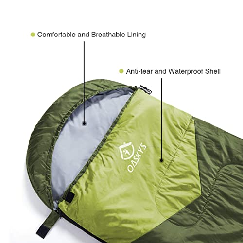 Oaskys Camping Sleeping Bag - 3 Season Warm & Cool Weather - Summer Spring Fall Lightweight Waterproof For Adults Kids - Camping Gear Equipment, Traveling, And Outdoors #TOP6