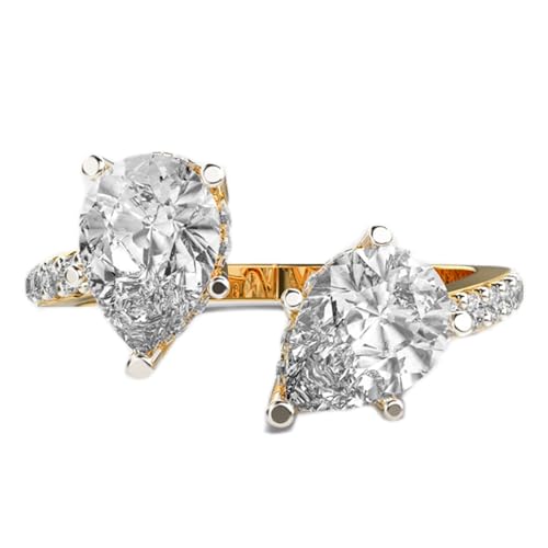 Bague double en argent avec moissanite bague de luxe plaqué or