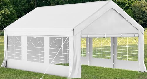 Homall Partyzelt 4x6,Metall Gestell Gartenzelt,Pavillon Wasserdicht 560g/m² PE-Plane,Zelt Stabil-18 Bodenhaken 4 Windfesten Seilen,UV-Schutz 50+Große Luxus Hochzeitszelt Gartenpavillon24m²,Weiß
