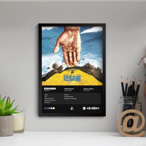 Image of Seedhe Maut Kshama Poster | Kshama Album Cover Framed A4 Poster of Desi Hip Hop Artist | DHH Album Cover Frame | Sleek Aesthetic Frame for Wall, Room Decor, Gifting, Study Table (F 134)