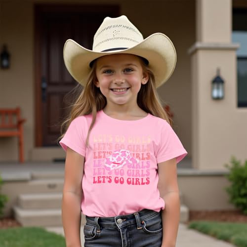 CM C&M WODRO Toddler Baby Girls Western Cowgirl T-Shirt Lets Go Girls Graphic Tee Shirt Kids Short Sleeve Rodeo Summer Tops2
