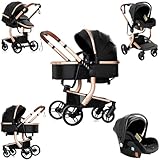 【Multifunktionales einstellbares und stabiles Stoßdämpfungssystem Design】 Sie können die Richtung des Schlafkorbs des Babys von diesem kinderwagen 3 in 1 einstellen, Der stabile Rahmen aus Aluminiumlegierung und die unabhängigen stoßdämpfenden Federn dieses kinderwagen 3 in 1 sorgen für reibungsloses Fahren auf verschiedenen Terrains, und das einzigartige stoßdämpfende Federdesign bietet minimale Beschwerden für Babys und reduziert Stöße.