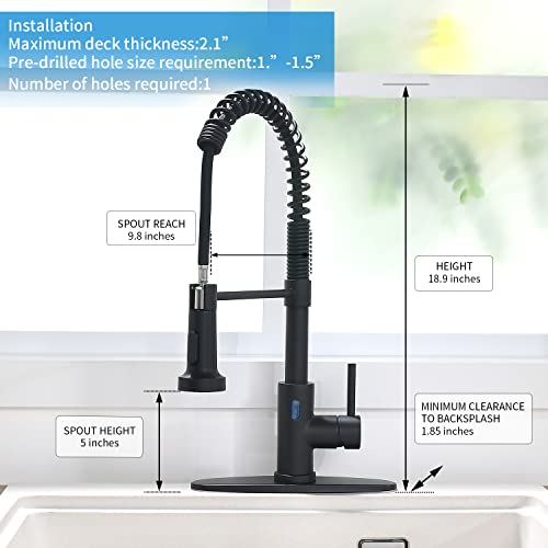 Black Kitchen Faucet With Pull Down Sprayer Touchless Led Light Kitchen Faucets Stainless Steel Pull Out Single Handle Kitchen Sink Faucet High Arc With Deck Plate #TOP2
